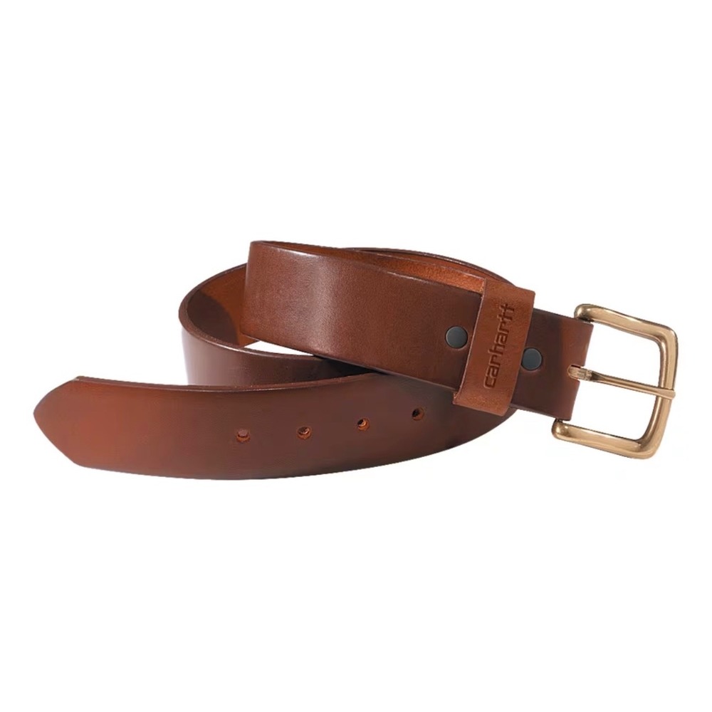 Carhartt Men's Journeyman Leather Belt, top-grain cowhide leather brass buckle